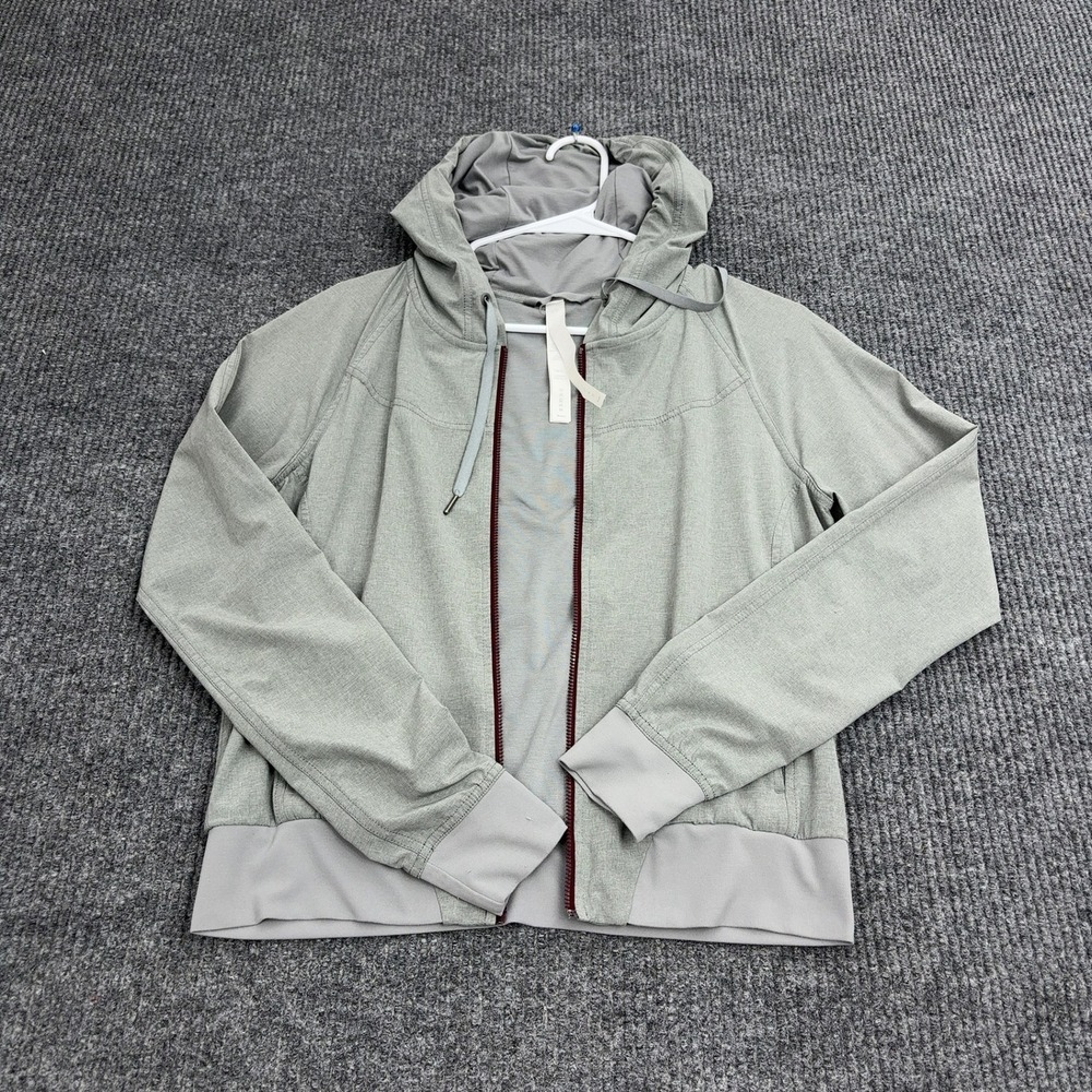 Lululemon Hoodie Zip Up Women 4 Grey Polyester Spandex Full Zip Athleisure Style